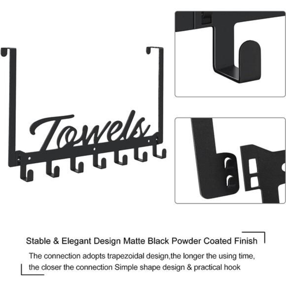 Over The Door Hooks, Towel Rack for Bathroom Towel Holder for Hanging Heavy Duty - Picture 4 of 6